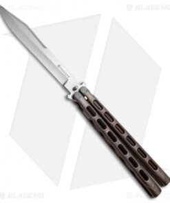 Snody Knives Custom Highroller Balisong Butterfly Knife Battle Bronze (5" Satin)