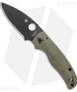 Spyderco Shaman Exclusive Green Canvas Micarta Knife (3.6" DLC M4) C229MPM4BK