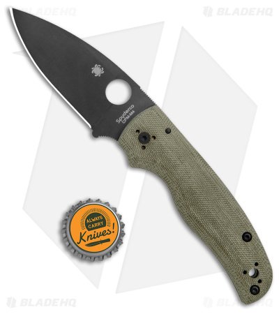 Spyderco Shaman Exclusive Green Canvas Micarta Knife (3.6" DLC M4) C229MPM4BK - Image 4