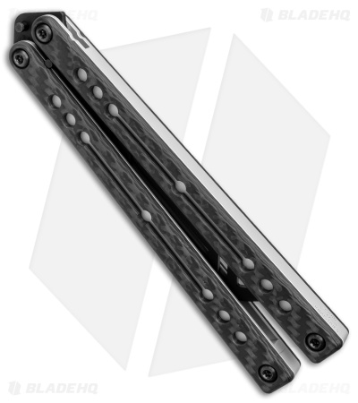 Squid Industries Nautilus Butterfly Balisong Trainer CF/Silver (4.4" Black) - Image 3
