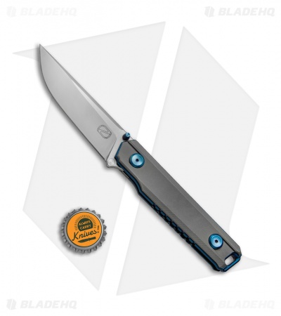 Stedemon ZKC-B02 Liner Lock Knife Gray Titanium/ Blue Ti (3.5" Satin) - Image 4