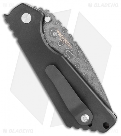 Strider + Pro-Tech Custom SnG Automatic Knife Camo G-10 (3.5" Damascus) - Image 3
