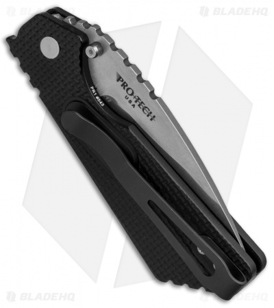 Strider + Pro-tech PT Automatic Knife Knurled Black (2.75" Stonewash) - Image 3