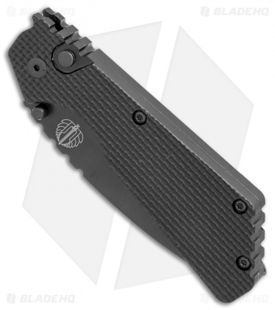 Strider + Pro-Tech PT Automatic Knife Knurled Black (2.75" Black Serr) - Image 2