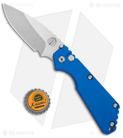 Strider + Pro-Tech SnG Automatic Knife Solid Blue Aluminum (3.5" Stonewash) - Image 4