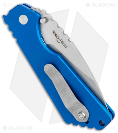 Strider + Pro-Tech SnG Automatic Knife Solid Blue Aluminum (3.5" Stonewash) - Image 3