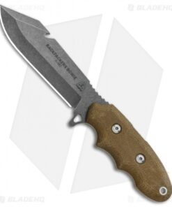 TOPS Knives Backpacker's Bowie Fixed Blade Green Canvas Micarta (4.5" Tumbled)