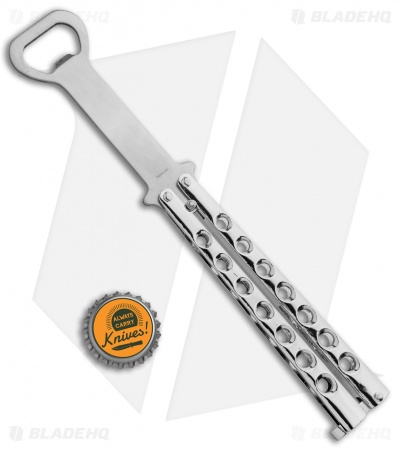 The Bartender "Bottle-Fly" Butterfly Knife Bottle Opener (Silver) - Image 4