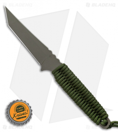 Toor Knives Kingpin Tanto Fixed Blade Knife Ranger Green Paracord (4" Gray) - Image 4