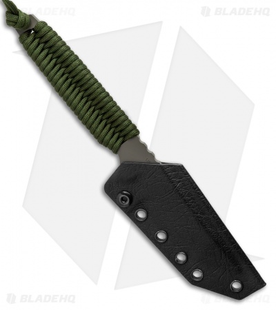 Toor Knives Kingpin Tanto Fixed Blade Knife Ranger Green Paracord (4" Gray) - Image 3
