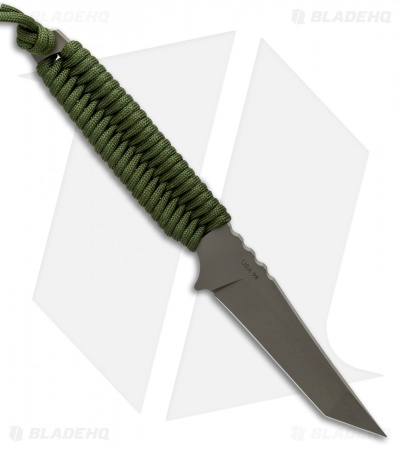 Toor Knives Kingpin Tanto Fixed Blade Knife Ranger Green Paracord (4" Gray) - Image 2