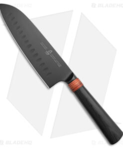 Tuo Cutlery Dark Knight 7" Santoku Knife Black Pakkawood (Black)