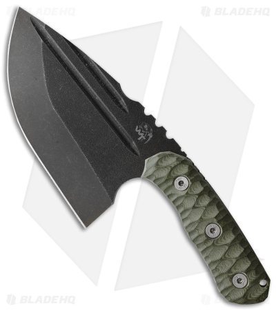 Wander Tactical Triceratops XL Fixed Blade Knife Green Micarta (5.5" Black D2)
