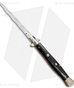 13" AGA Campolin Dark Horn Automatic Knife Italian Stiletto (Kriss Plain)