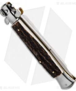 Alternative view of AGA Campolin 10" Brazilian Horn Picklock Stiletto Automatic Knife -Bayonet