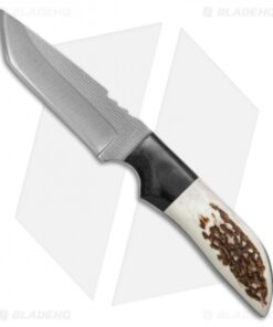 Anza Knives JWK-1E Tanto Fixed Blade Knife Stag Horn (4" Satin)
