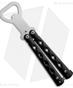 The Bartender Mini "Bottle-Fly" Butterfly Knife Bottle Opener (Black/Silver)