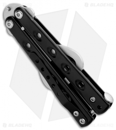 The Bartender Mini "Bottle-Fly" Butterfly Knife Bottle Opener (Black/Silver) - Image 2