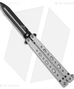 Bear OPS Bear Song V Butterfly Knife Gray Aluminum (4.38" Black) B-500-B