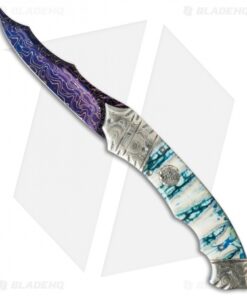 Brandon Vallotton Custom Thorn Automatic Knife Green Molar (3.25" Damascus)