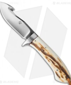 Brad Zinker Gut Hook Skinner Fixed Blade Knife Stag (3.625" Polish)