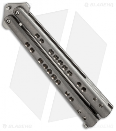 Chuck Gedraitis Custom Balisong #141 Butterfly Knife Titanium (4.25" Stonewash) - Image 2