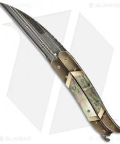 Corrie Schoeman Balisong Butterfly Knife Bronze w/ Black Lip Pearl (Damascus)