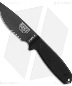 ESEE Knives ESEE-3S-TG-B Knife Black G-10 (3.88" Gray Serr)
