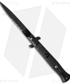 Frank B 9" Tactical Midnight Italian Stiletto Automatic Black (4" Black Serr)