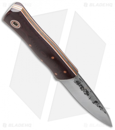 Fiddleback Forge Monarch Knife Maroon Linen Micarta (3.625" Satin) - Image 2