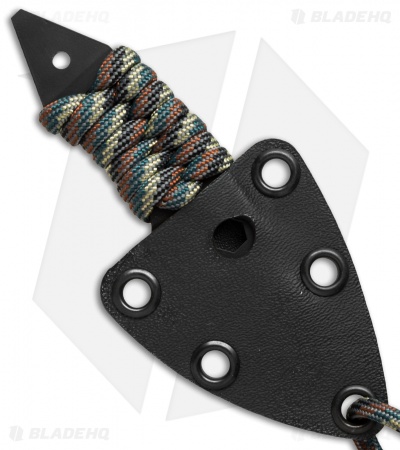 Florian Tanto Fixed Blade Neck Knife Camo Paracord (1.875" Black) - Image 2