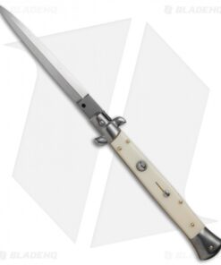 Frank B 11" Italian Stiletto Automatic Knife Sim Ivory (5" Satin Dagger)