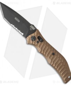 HTM Gun Hammer Tanto Automatic Knife Flat Dark Earth (3.5" Black Serr)