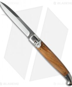 SKM 9.5" Fancy Lever Lock Automatic Knife Olive Wood (4" Satin Bayo)
