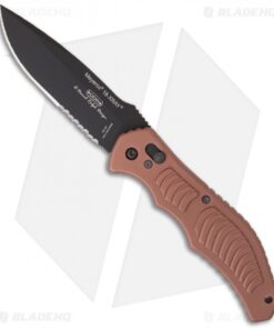 Meyerco 18 X-Ray Spear Point Automatic Knife Brown (3.8" Black Serr) MFXRAY1E