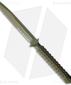 Microtech A.D.O. Tanto Knife T/E Fixed Blade (4.5" Green Serr) 117-2GR