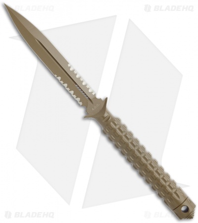Microtech A.D.O. Knife D/E Dagger Fixed Blade (4.5" Tan Serr) 115-2TA