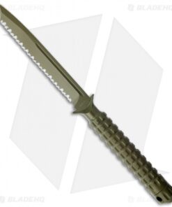 Microtech A.D.O. Tanto Knife T/E Fixed Blade (4.5" Green Full Serr) 117-3GR