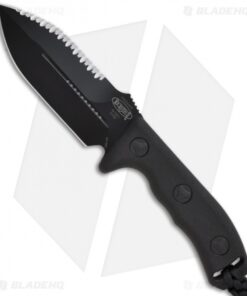 Microtech Black Crosshair Fixed Double Edge Knife (5" Full Serr) 101-3BL