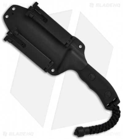 Microtech Black Crosshair Fixed Double Edge Knife (5" Full Serr) 101-3BL - Image 3