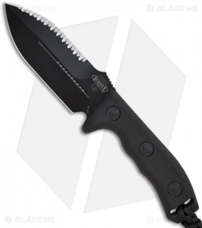 Microtech Black Crosshair Fixed Double Edge Knife (5" Full Serr) 101-3BL