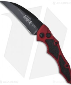 Microtech Kestrel Red Tactical Automatic Knife (3.95" Black Plain) 131-1RD