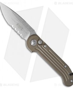 Microtech LUDT Automatic Knife Tan (3.4" Stonewash Serr) 135-11TA