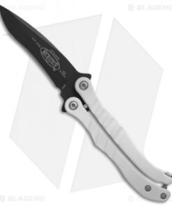 Microtech Metalmark Silver Aluminum Balisong Butterfly Knife (3.875" Black)