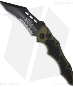 Microtech Vector Green Automatic Knife (3.95" Black Serr) 132-2GR