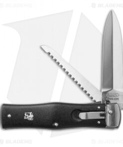Mikov 241 Predator Leverlock Automatic Knife w/ Saw ABS Black (3.75" Polish)