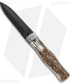 Mikov 241 Predator Leverlock Automatic Knife Stag (3.75" Black)