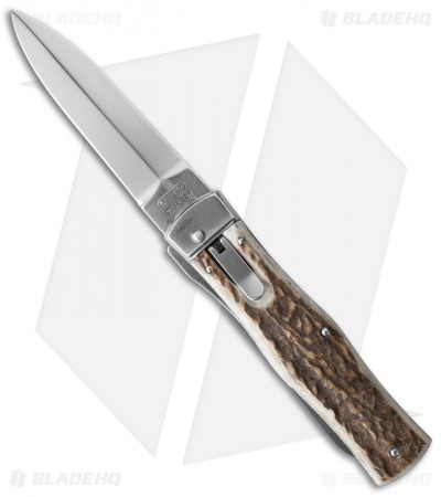Mikov 241 Predator Leverlock Automatic Knife w/ Saw Stag Horn (3.75" Polish) - Image 2