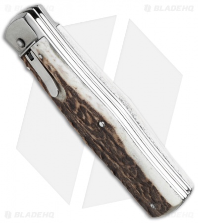 Mikov 241 Predator Leverlock Automatic Knife w/ Saw Stag Horn (3.75" Polish) - Image 3