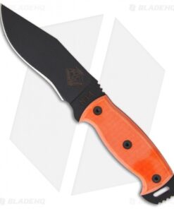 Ontario Night Stalker 4 Knife w/ Orange G10 Handle (5.5" Black Plain) NS-4